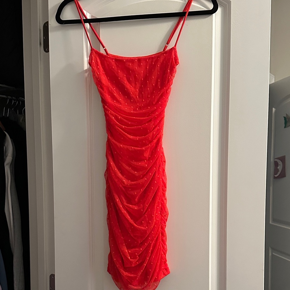 Lucy in the Sky Vibrant Red Ruched Mini Dress